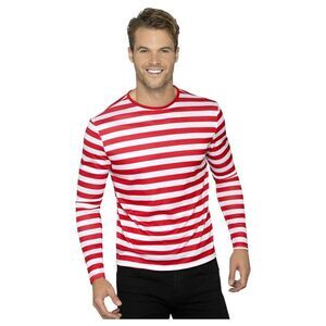 Smiffys Unisex Adult Striped Long-Sleeved T-Shirt / Red/White